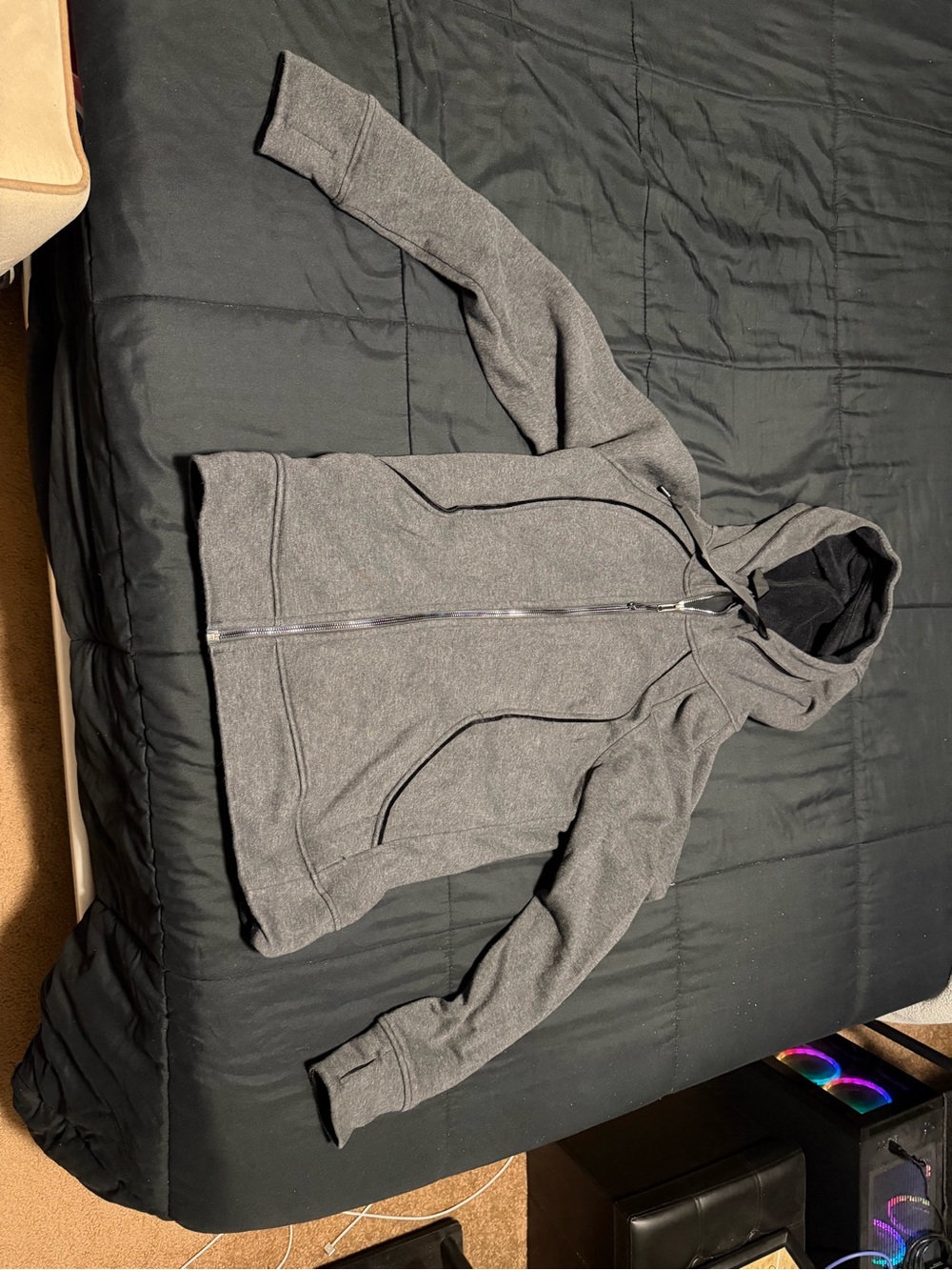 Neutral Gray Women’s Full-Zip Hooded Sweater